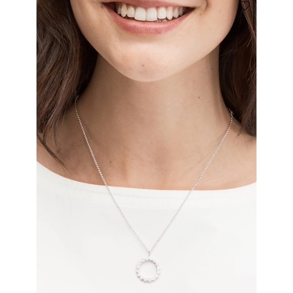 KATE SPADE • Full Circle Silver Crystal Pendant Necklace - Picture 2 of 5